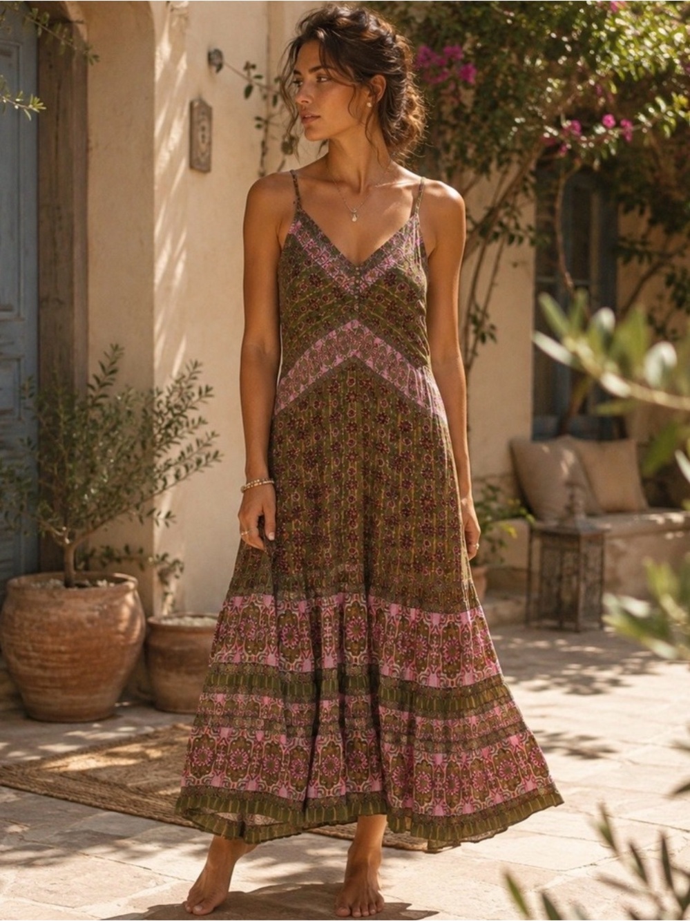 Sundance Naidu Dress NWT Spaghetti-Strap Maxi Dress Medium